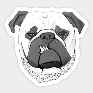 Cute Pug with Chain Necklace Drawing Sticker